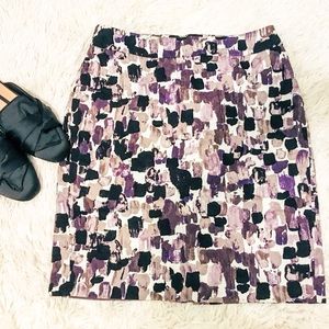 Ann Taylor textured gray & purple print skirt - 2P